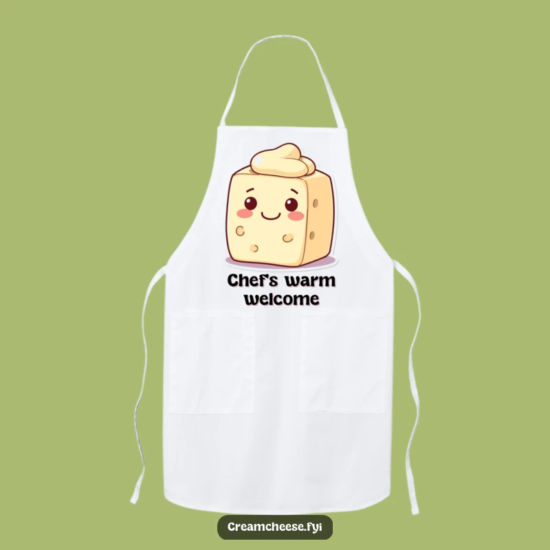 Funny Cream Cheese Block Apron Welcoming Smile Character Chef