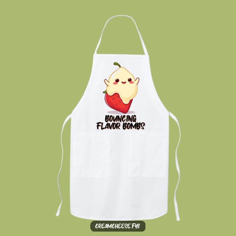 Funny Cream Cheese Blob Apron: Bouncing Strawberry, Chef's Hilarious Kitchen Companion Gift