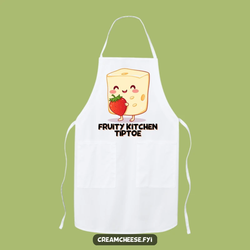 Funny Cream Cheese Strawberry Apron: Cheerful Slice Kitchen Wear, Chef Gift