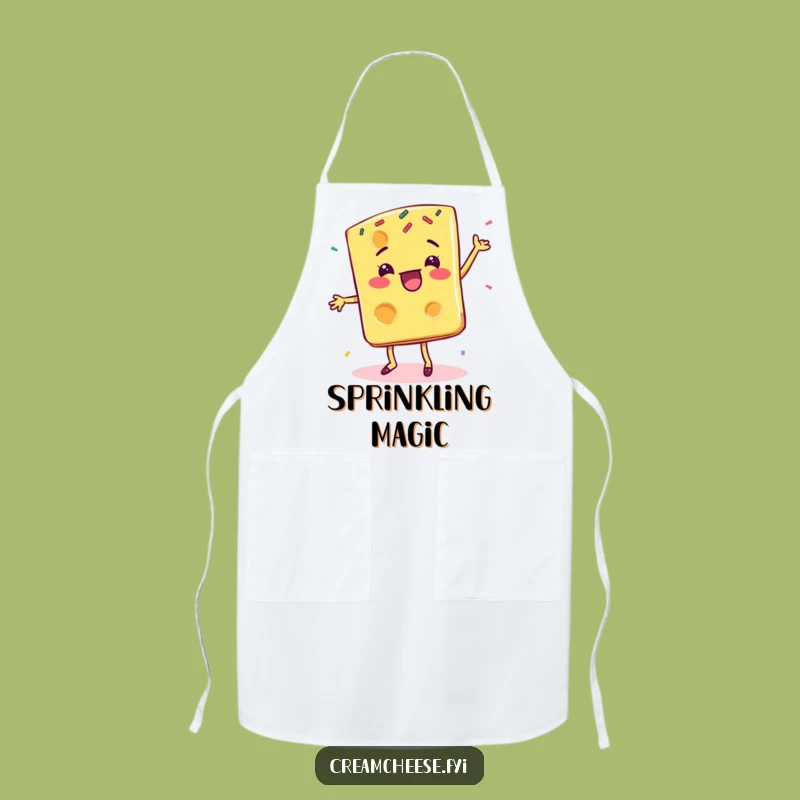 Funny Cheese Slice Apron: Happy Sprinkle Dance Kitchen Fun