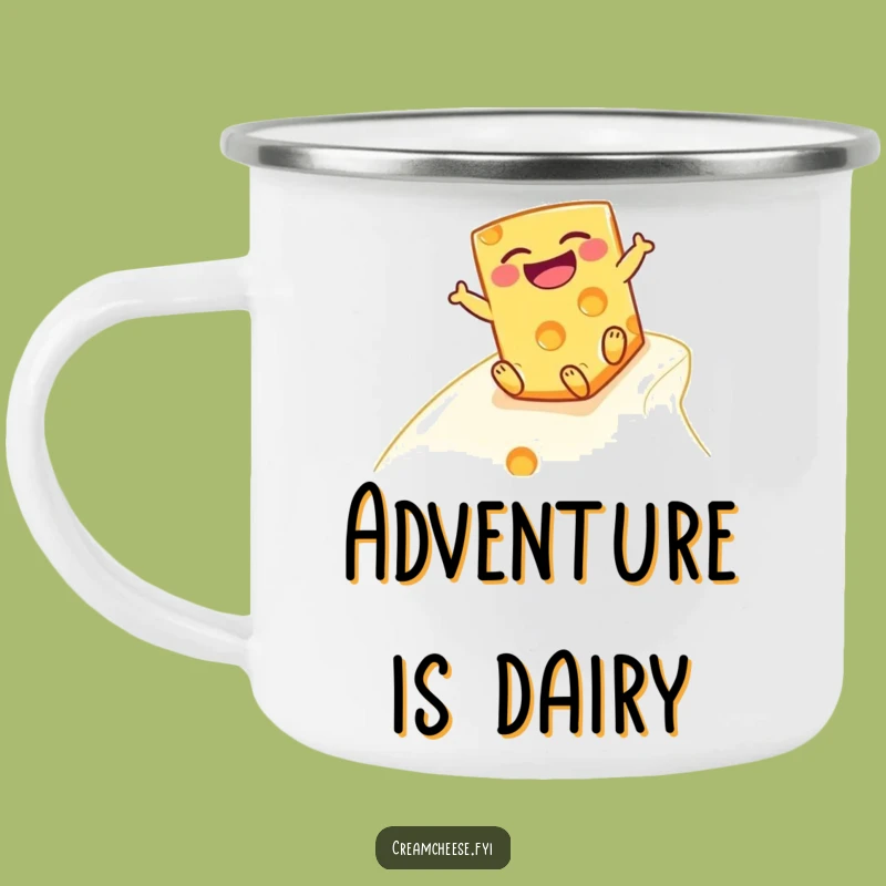 Funny Cheese Block Camping Mug: Hilarious Outdoor Dairy Adventure