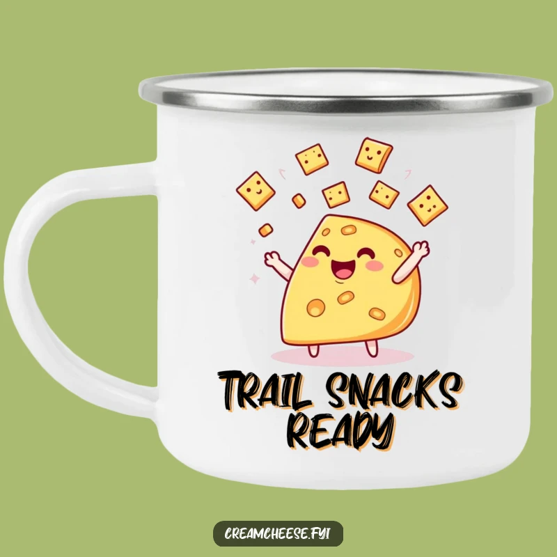 Funny Cheese Wedge Camping Mug: Whimsical Cracker Juggling Outdoor Fun