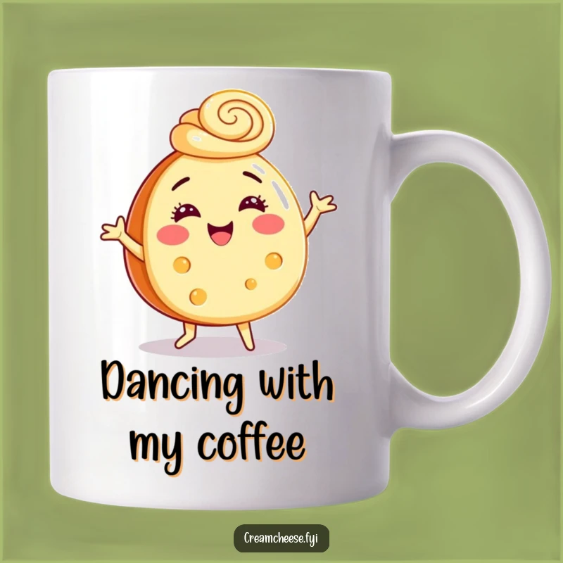 Funny Cream Cheese Dance Mug - Hilarious Cinnamon Hat Treat, Perfect Festive Gift
