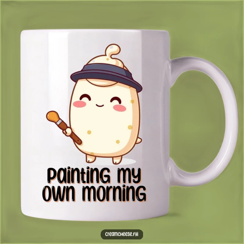 Funny Cream Cheese Painter Mug Stylized Character With Paintbrush Gift