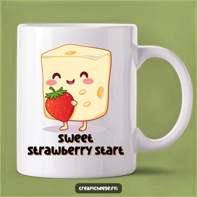 Funny Cream Cheese Strawberry Dance Mug: Cheerful Slice Gift for Foodie Friends