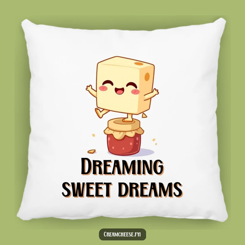 Funny Cream Cheese Jam Leap Pillow: Giggling Block Cushion Funny Gift