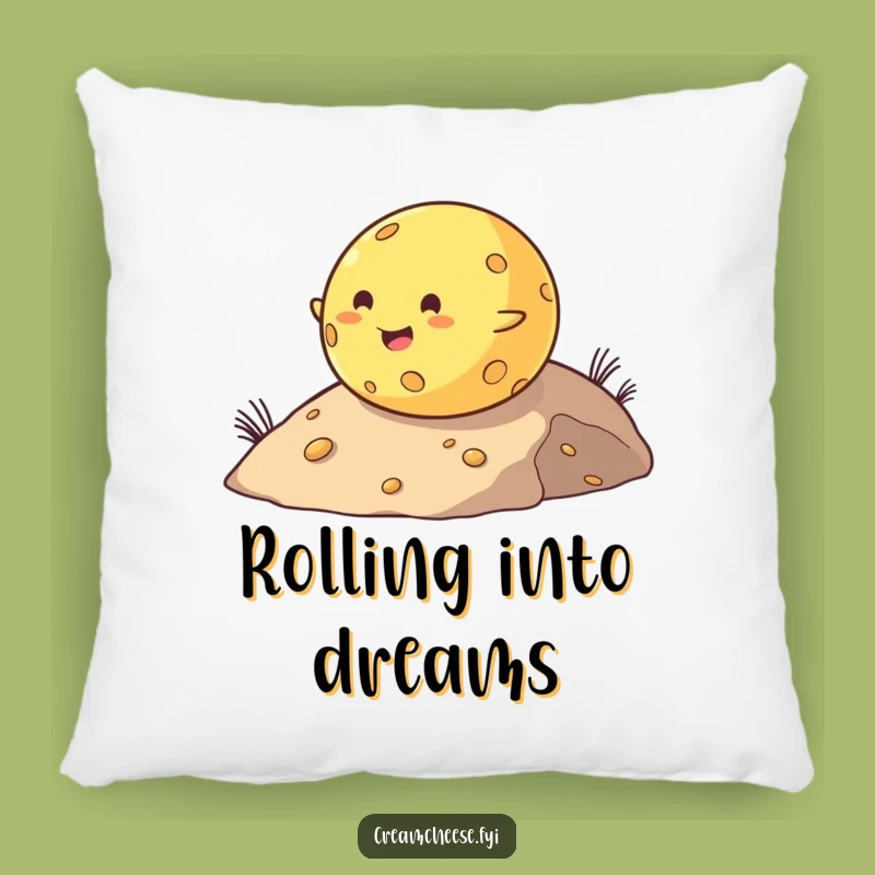 Funny Cheese Ball Pillow: Chubby Roller Downhill, Soft Cheesey Comfort Gift!