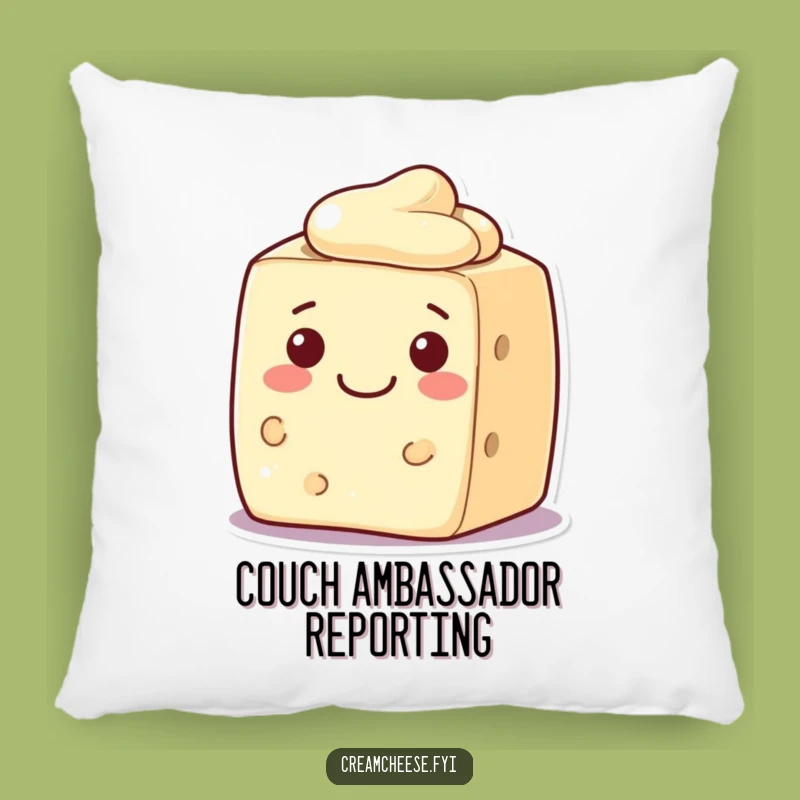 Funny Cream Cheese Block Pillow Welcoming Smile Character Comfort