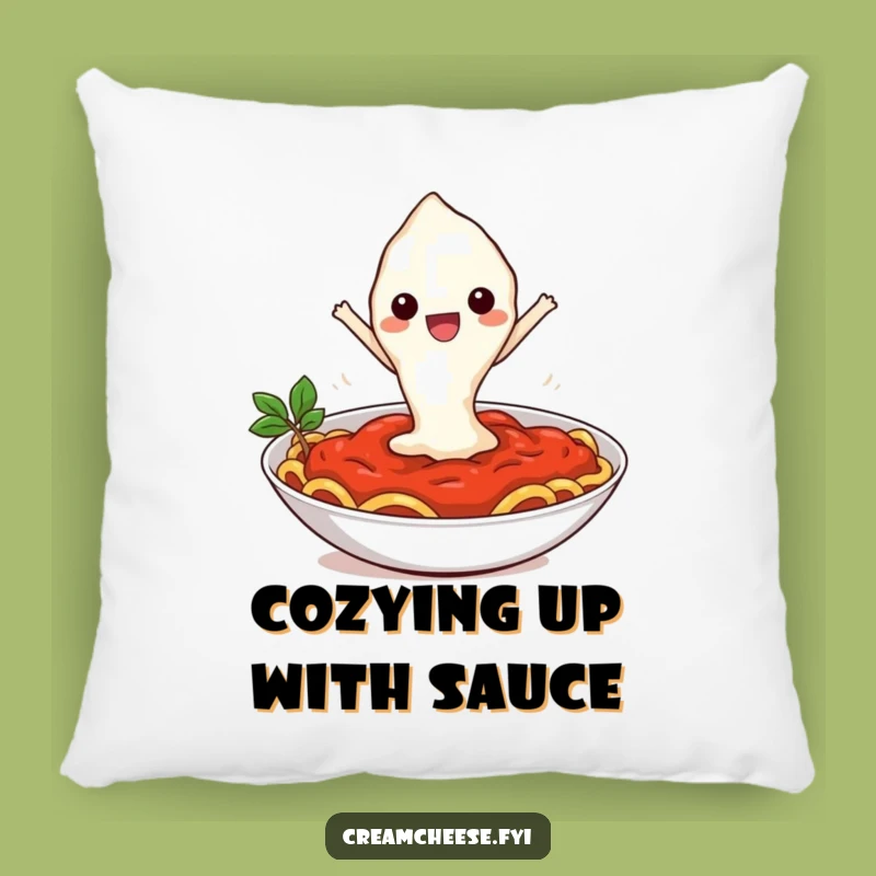 Funny Cream Cheese Pasta Leap Pillow: Comfy Cartoon Comfort