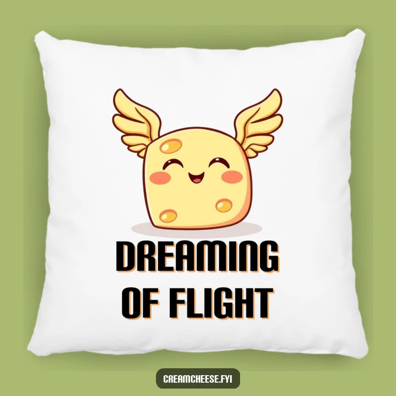 Funny Flying Cheese Pillow: Cozy Grinning Winged Comfort