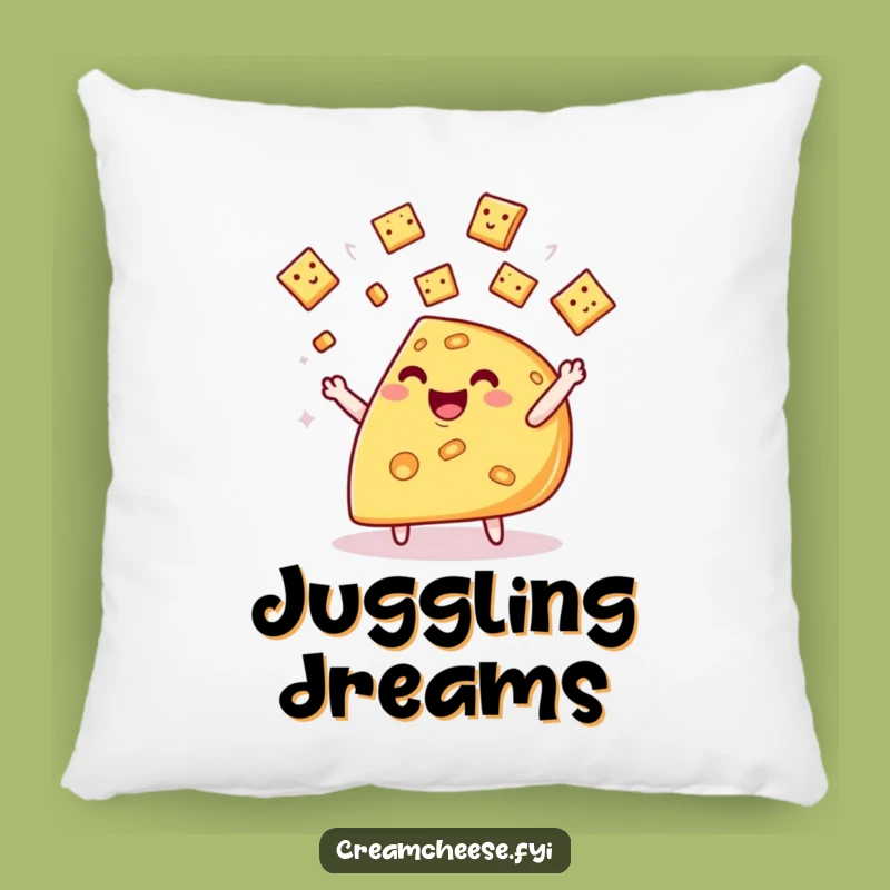 Funny Cheese Wedge Pillow: Whimsical Cracker Juggling Comfort and Joy