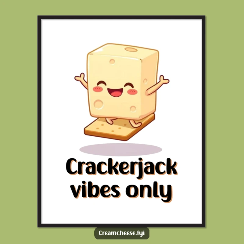 Funny Cream Cheese Hop Digital Art - Joyful Cracker Jumping Print, Gift