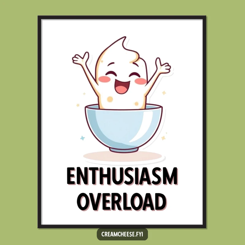 Funny Cream Cheese Leaping Digital Art: Instant Enthusiasm for Your Walls