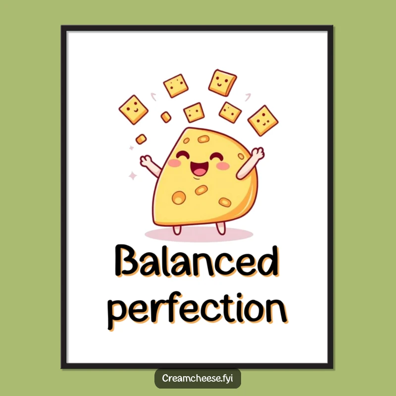 Funny Cheese Wedge Digital Art: Whimsical Cracker Juggling Instant Download