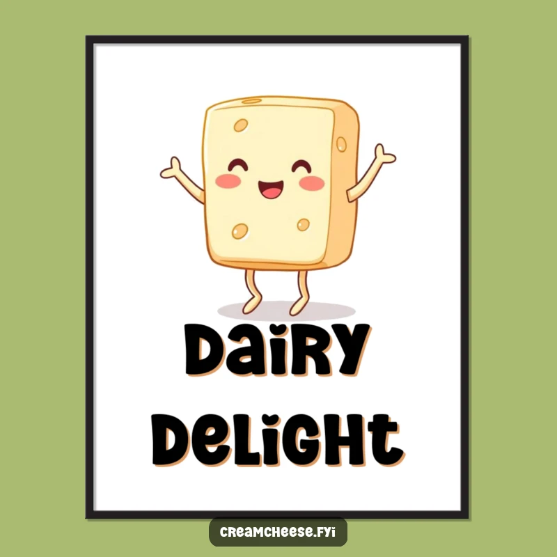 Funny Cream Cheese Digital Print: Dancing Dairy Delight, Instant Funny Foodie Gift!