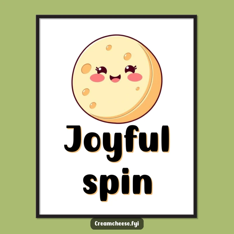 Funny Cream Cheese Digital Print: Spinning Joy, Instant Funny Foodie Gift!