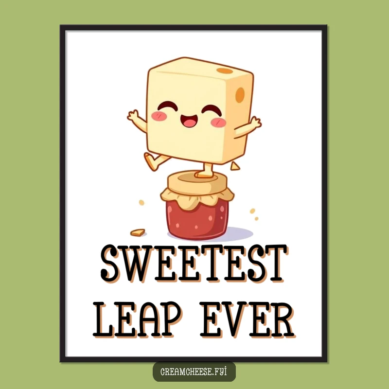Funny Cream Cheese Jam Leap Digital Art: Giggling Print Funny Gift
