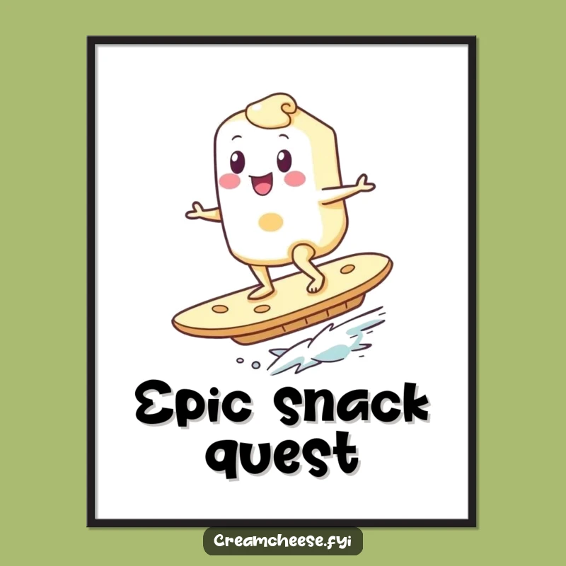 Funny Cream Cheese Surfer Digital Print: Hilarious Art for Foodie Spaces