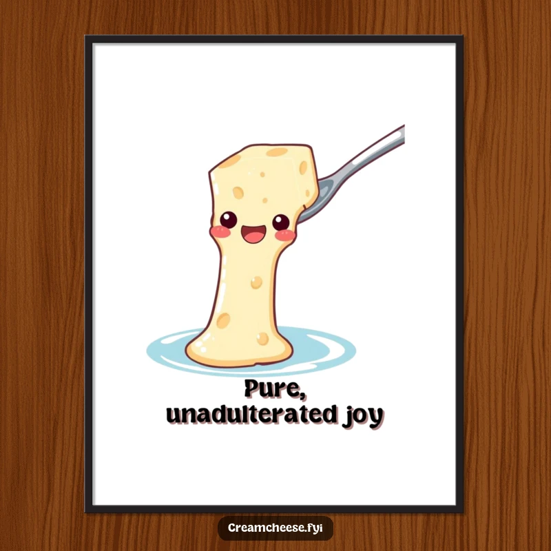 Funny Digital Art Print: Cream cheese slides down a spoon waterslide, humorous kitchen wall art.