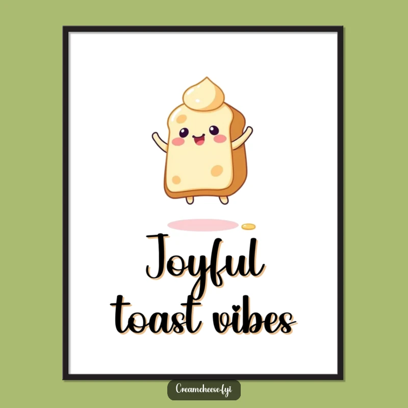 Funny Giddy Cream Cheese Toast Digital Art: Bouncing Joy for Your Walls