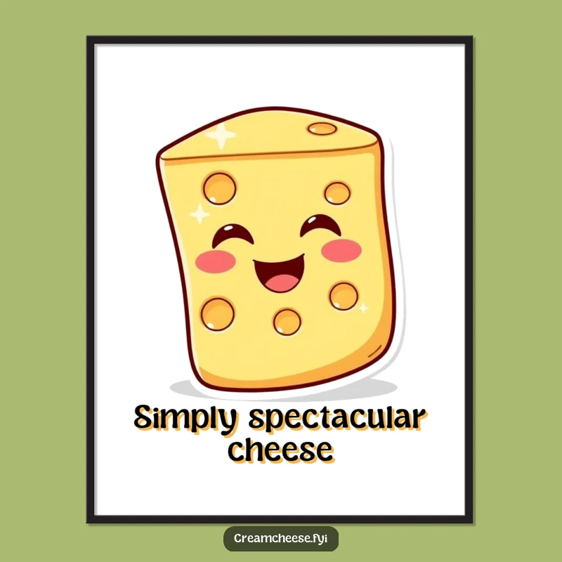 Funny Winking Cheese Slice Digital Art - Instant Humorous Decor Download