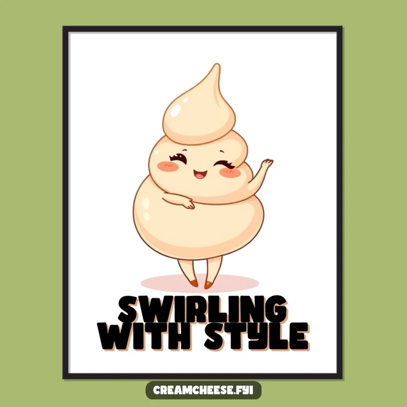 Funny Cream Cheese Swirl Pirouette Digital Art - Playful Dancer Print, Gift