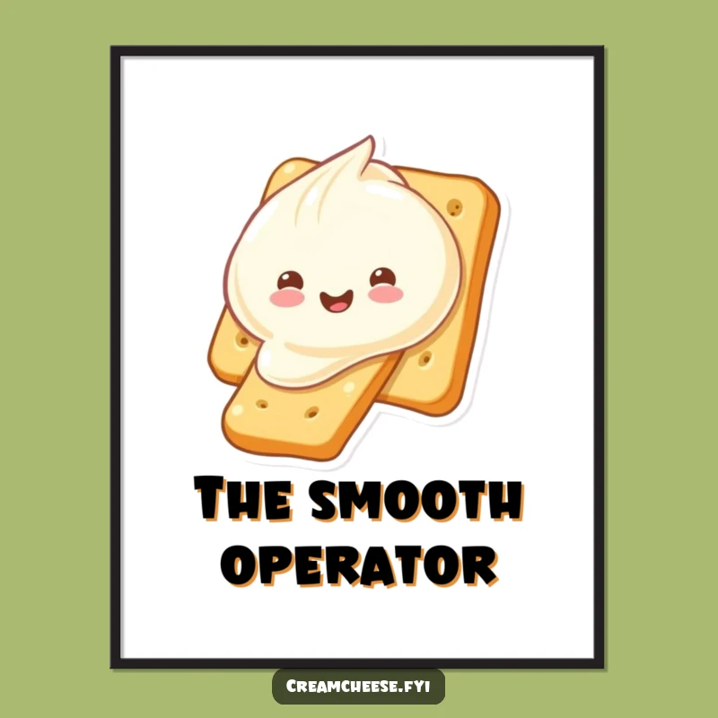 Funny Cream Cheese Cracker Digital Art: Downloadable Hilarious Snack Wall Decor for Your Space