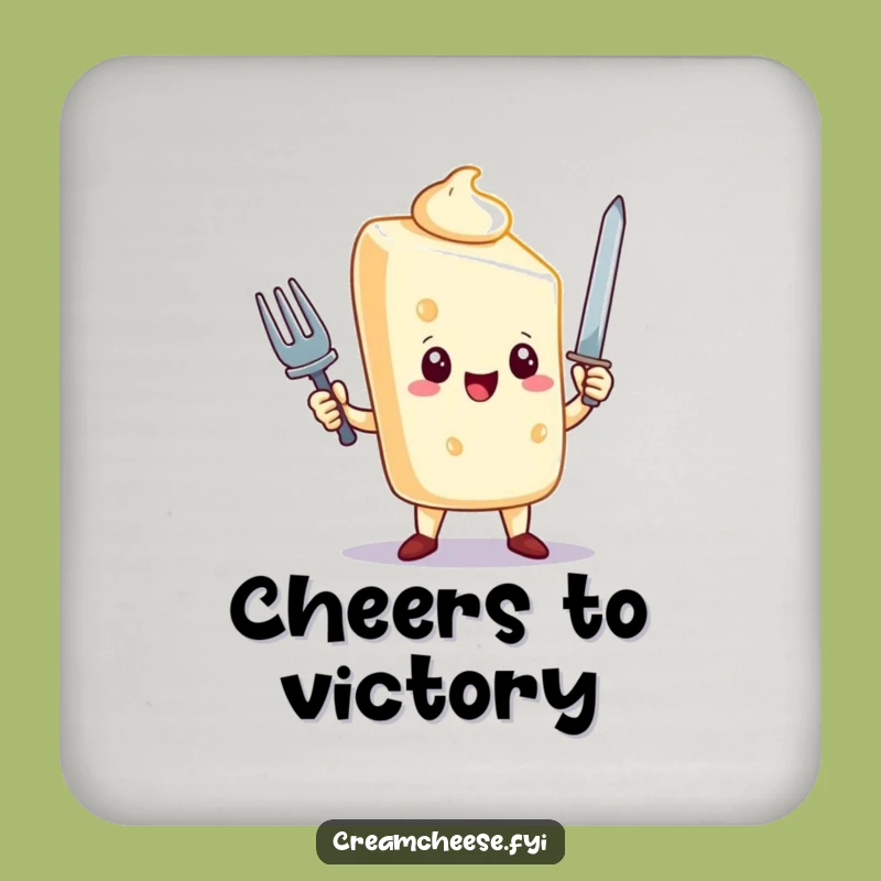 Funny Cream Cheese Coasters: Triumphant Hero Set, Protect Surfaces, Humorous Gift