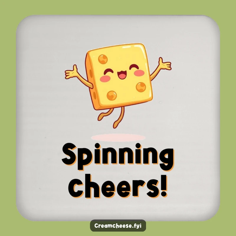 Funny Cheese Cube Coaster: Protect Surfaces With Pirouette Dancer, Foodie Humor Decor!