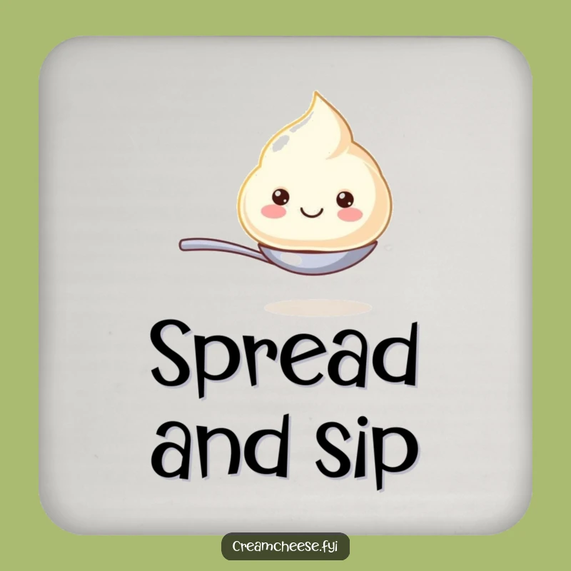 Funny Cream Cheese Dollop Coaster: Smiling Spoon Balance, Protect Surfaces Hilariously Gift
