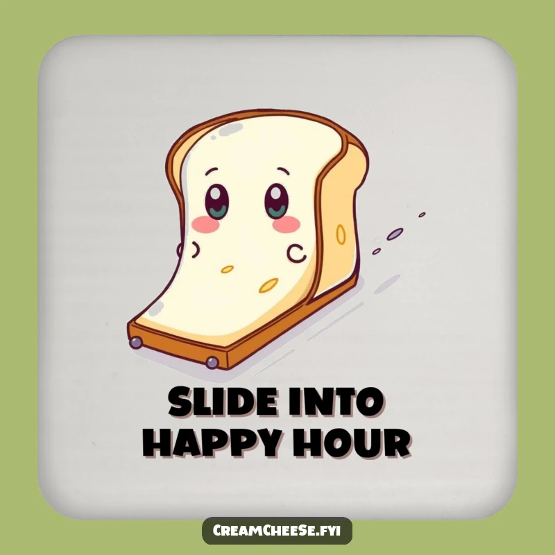 Funny Cream Cheese Toast Slide Drink Coaster - Eager Protection, Gift