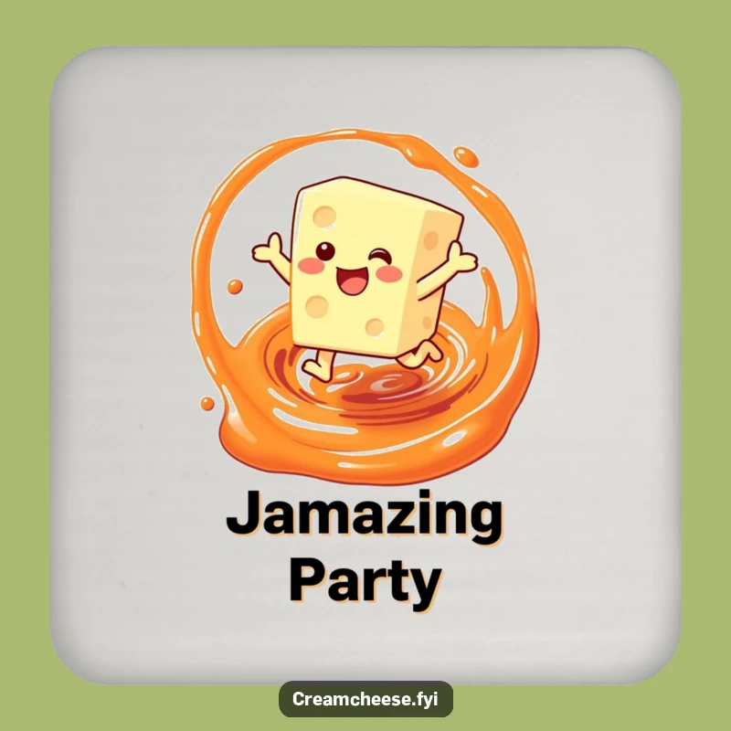 Funny Cream Cheese Jam Leap Coaster: Protect Surfaces with Breakfast Humor