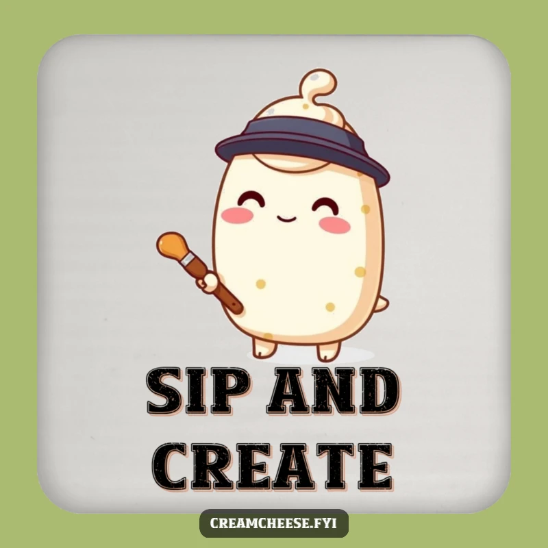 Funny Cream Cheese Painter Coaster Stylized Character Brush