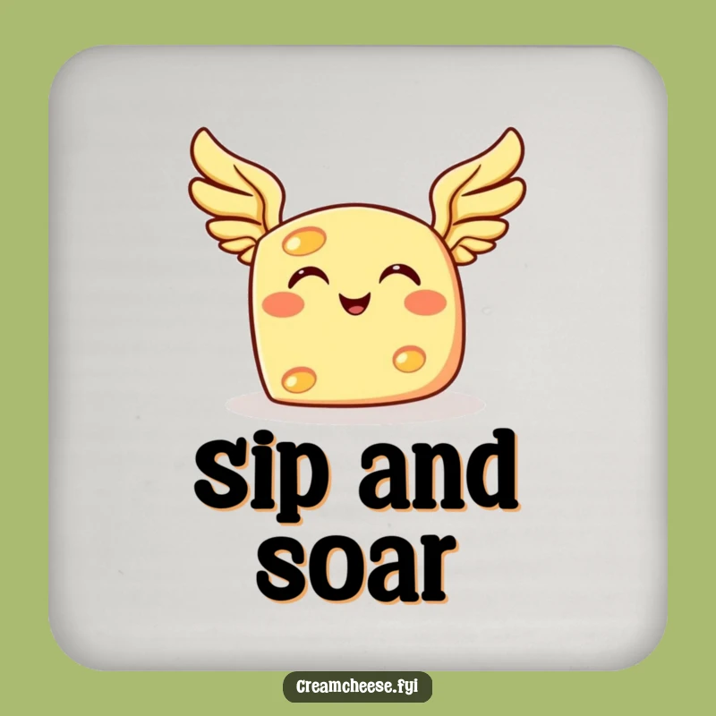 Funny Flying Cheese Coaster: Grinning Winged Tabletop Decor