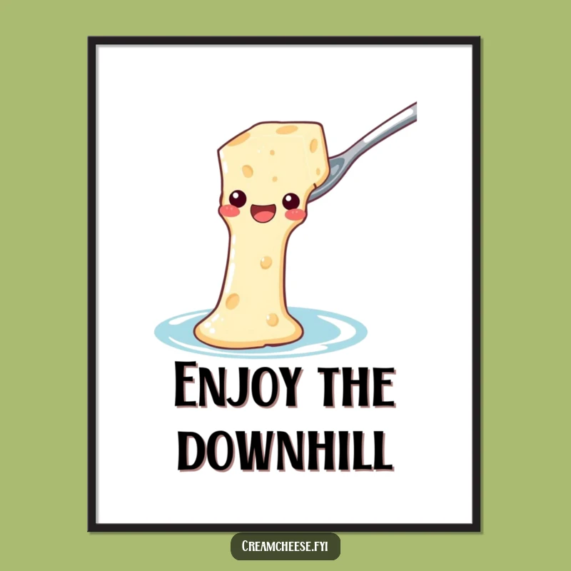 Funny Cream Cheese Waterslide Poster: Quirky Food Art for Kitchen Walls