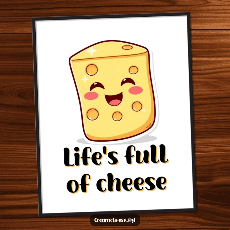 Funny Poster: A delightful cheese slice gives a warm, cheesy wink, adding a humorous and charming focal point to any wall.