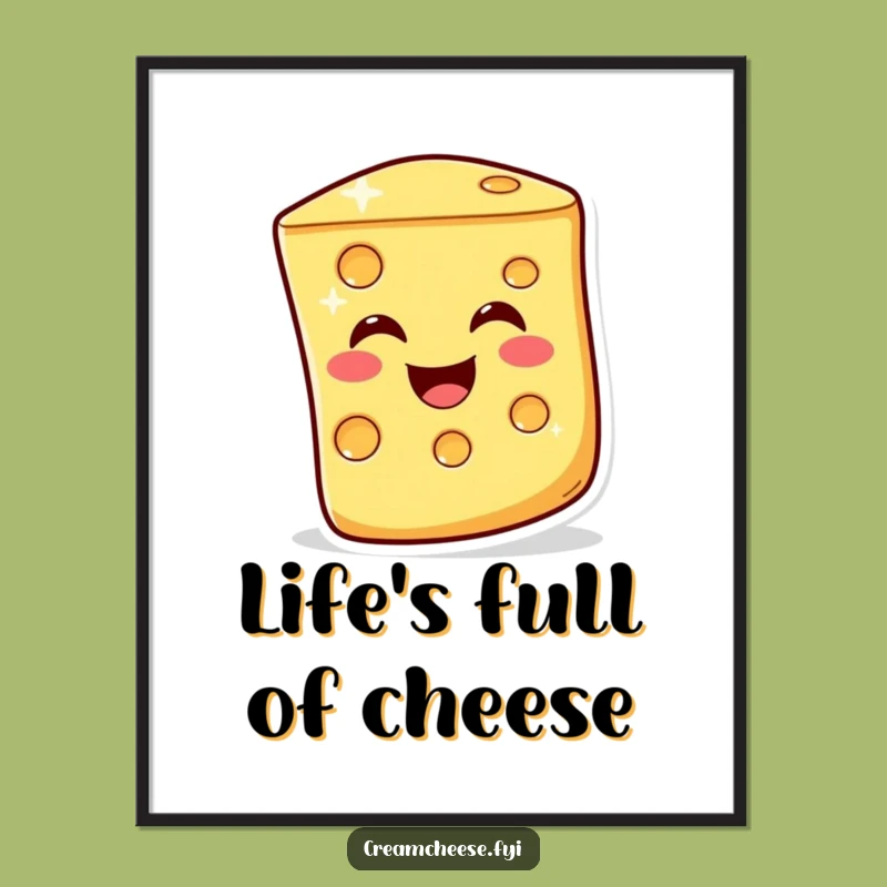 Funny Winking Cheese Slice Poster - Whimsical Wall Art for Humorous Spaces