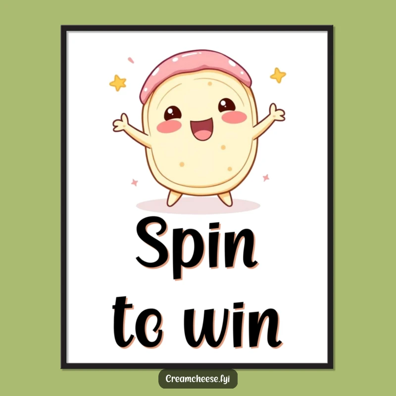 Funny Cream Cheese Roll Spin Poster: Delighted Dairy Wall Art, Joyful Gift