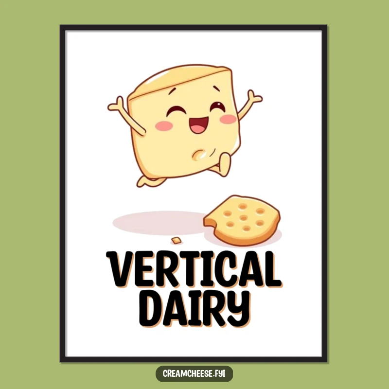 Funny Cream Cheese Wedge Art Poster - Hilarious Foodie Decor, Vibrant Gift Idea