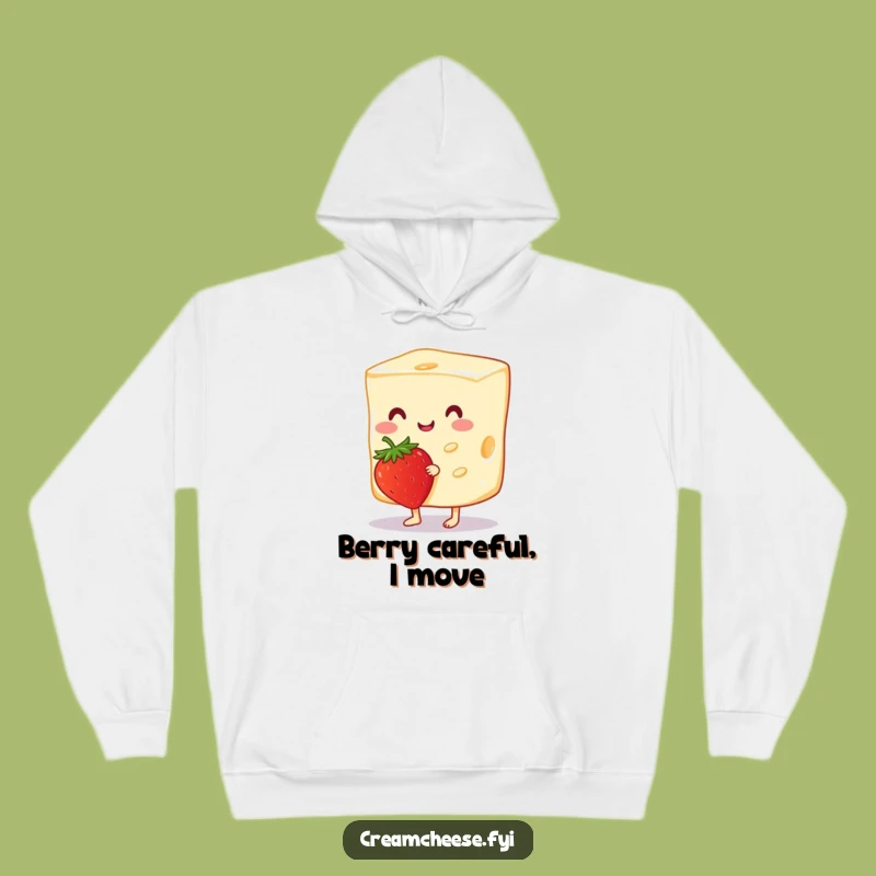 Funny Cream Cheese Strawberry Hoodie: Cheerful Slice Sweatshirt, Cozy Gift