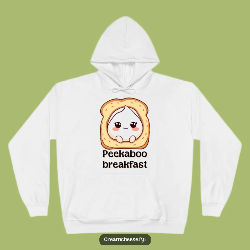 Cozy Funny Cream Cheese Peek Hoodie: Bubbly Character, Warm Hilarious Gift