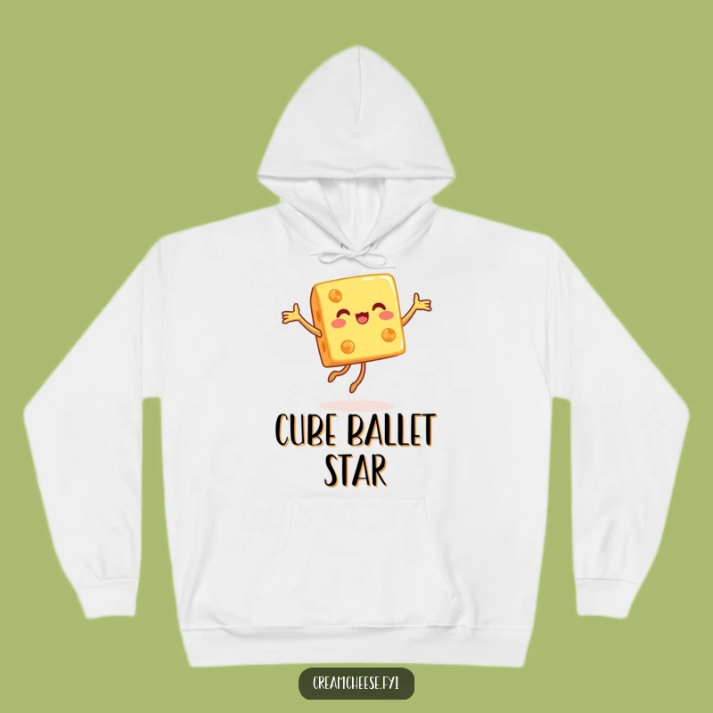 Funny Cheese Cube Hoodie: Joyful Pirouette Dancer, Cozy Foodie Gift Sweatshirt!