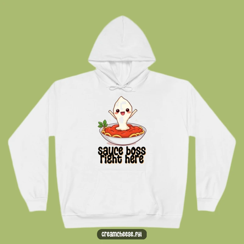 Funny Cream Cheese Pasta Leap Hoodie: Cozy Cartoon Comfort Gift