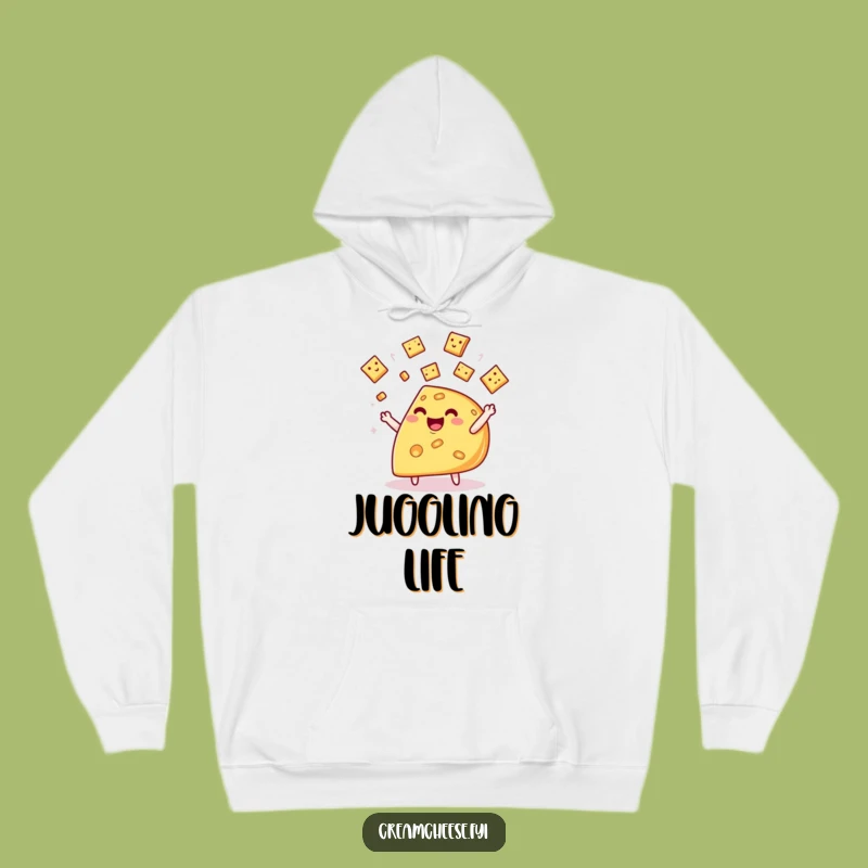 Funny Cheese Wedge Hoodie: Whimsical Cracker Juggling Warmth and Joy