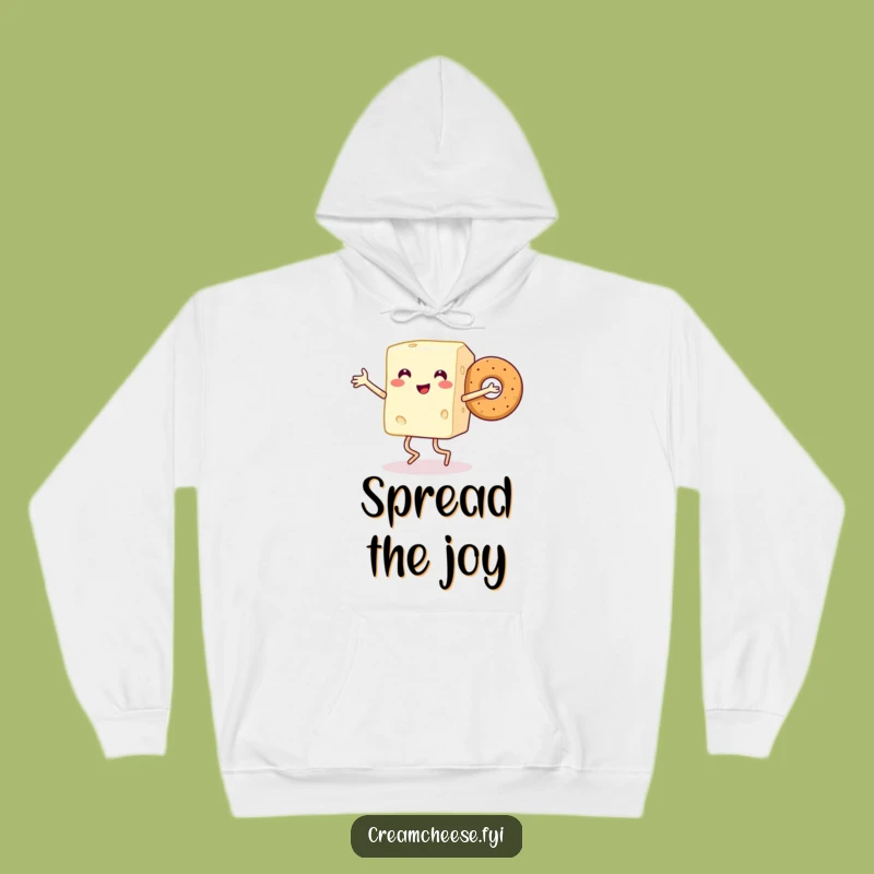 Funny Cozy Hoodie: Dancing Cream Cheese & Bagel, Warm Foodie Gift