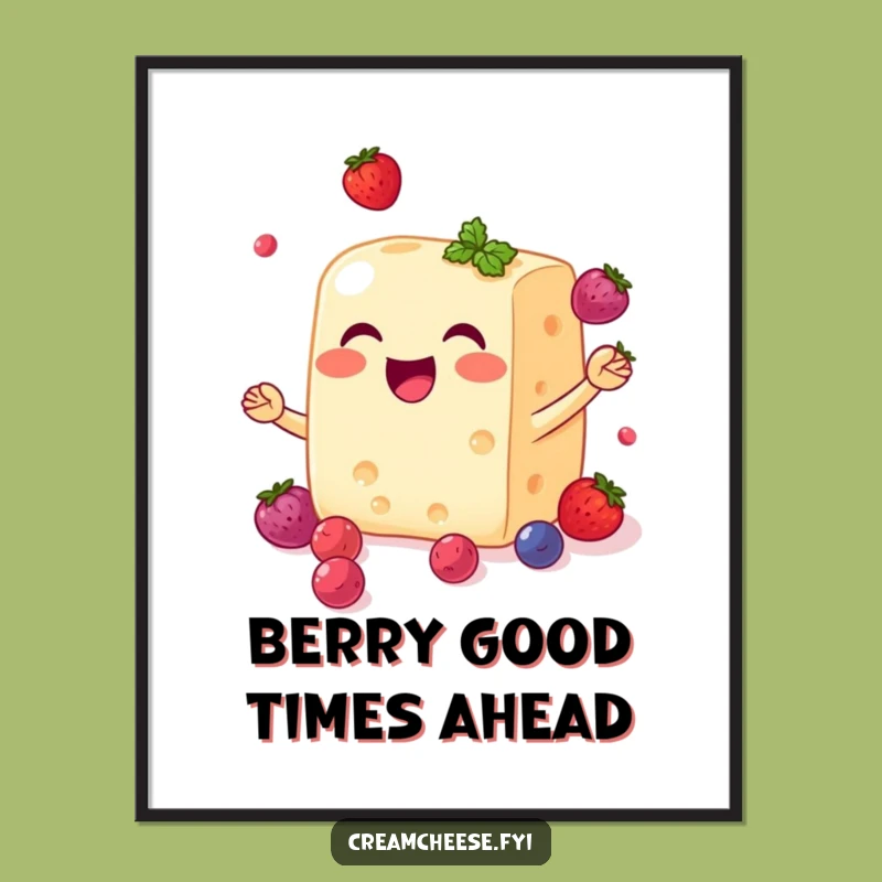 Free Printable Wall Art: Cream Cheese Berry Juggling - Cute Downloadable Decor!