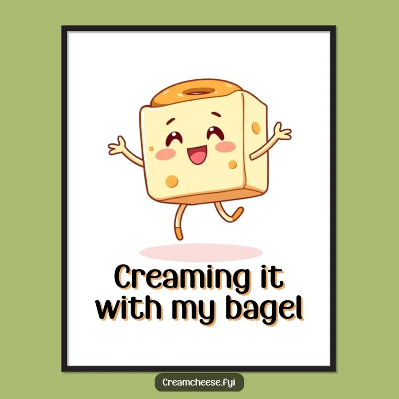Free Printable Wall Art: Hopping Cream Cheese Cube Humorous Downloadable Decor