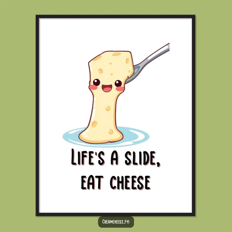 Free Printable Wall Art: Cream Cheese Slide! Hilarious Dairy Decor, DIY Downloadable Art.