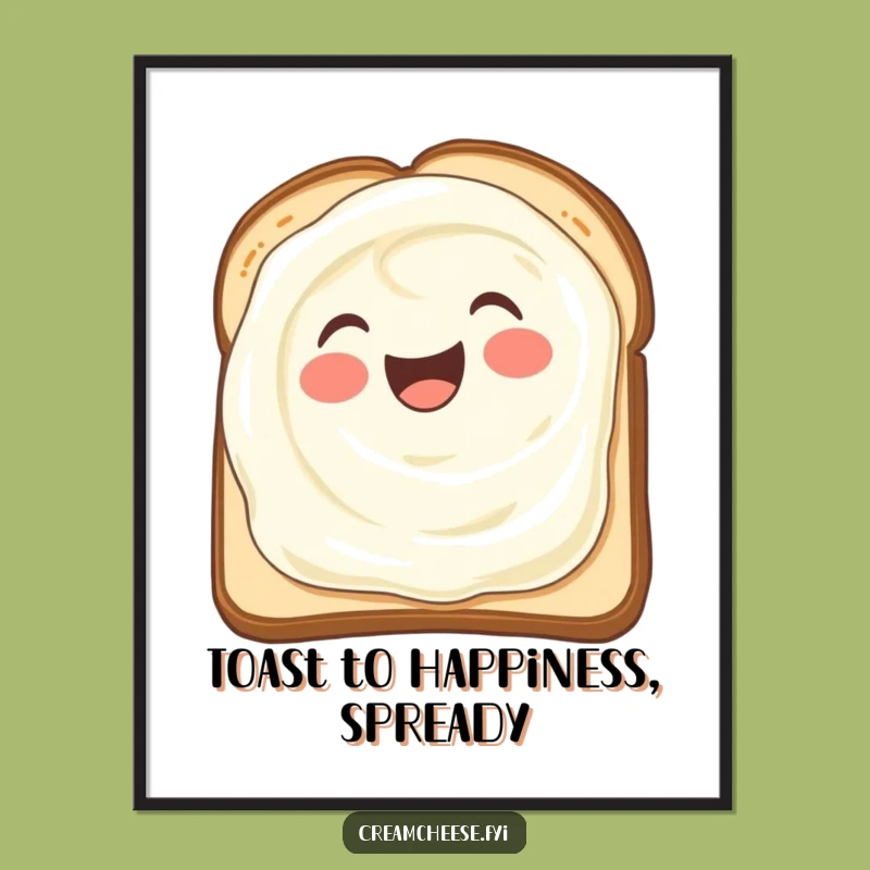 Free Printable Wall Art: Happy Cream Cheese Smear Humorous Downloadable Decor