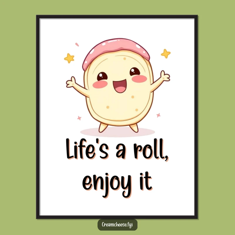 Free Printable Wall Art: Spinning Cream Cheese Roll, Whimsical Kitchen Decor Downloadable